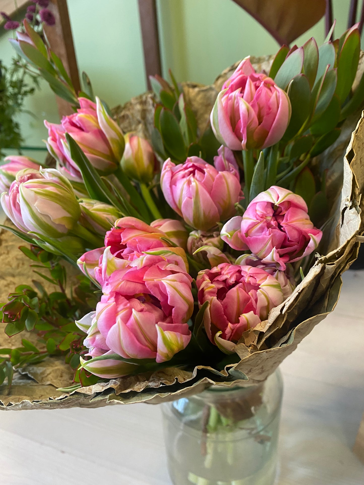 Tulips with lotus wrap